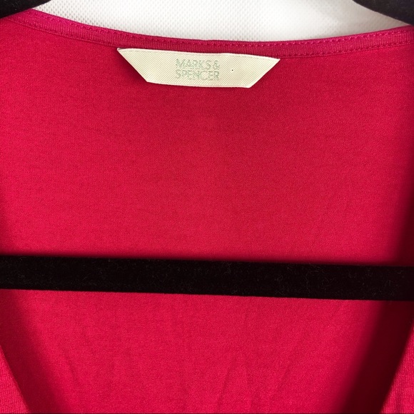 MARKS & SPENCER PINK BLOUSE V NECK SHORT SLEEVE - Picture 3 of 6